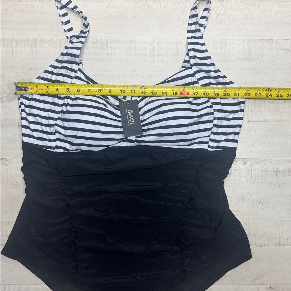 Daci Plus Size Swimsuit Tummy Control Retro Ruched Bathing Suit Vintage Swimwear - Picture 5 of 8